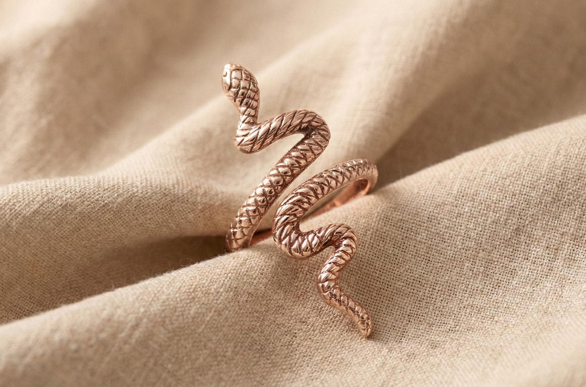 Snake Ring 925 Sterling Silver Gold, Serpent Wrap Ring Adjustable, Statement Animal Ring, Minimalist Boho Jewelry Gift for Her