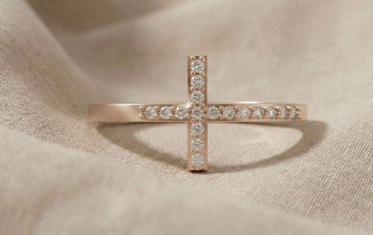 925 Sterling Silver Cross Ring, Diamond Cross Ring, Minimalist Christian Ring, Dainty Faith Jewelry, Gold Vermeil Cross Ring, Gift For Her