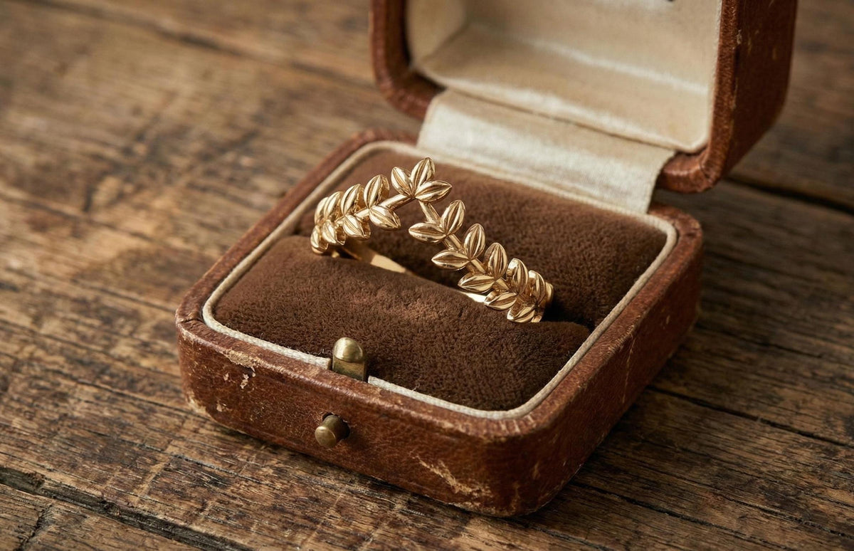 Gold Leaf Vine Ring | 925 Sterling Silver Floral Band