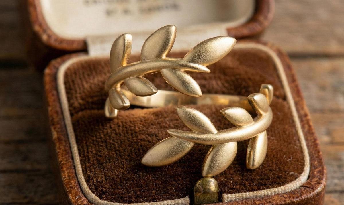 Dainty Silver Olive Leaf Ring, Adjustable Open Band