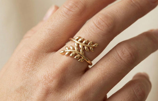 Sterling Silver Leaf Wrap Ring, Adjustable Boho Branch Jewelry