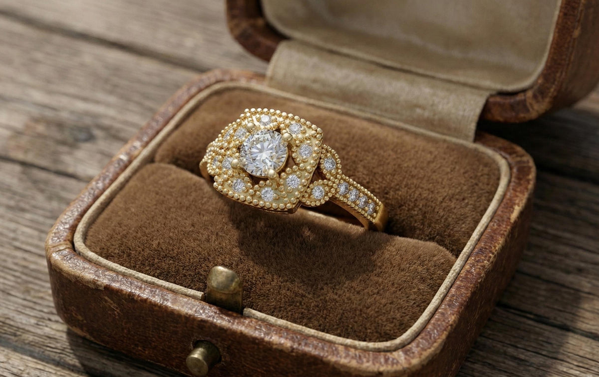 925 Sterling Silver Vintage Halo Engagement Ring for Women, Gold Plated Art Deco Diamond Ring, Promise Ring, Bridal Wedding Jewelry Gift