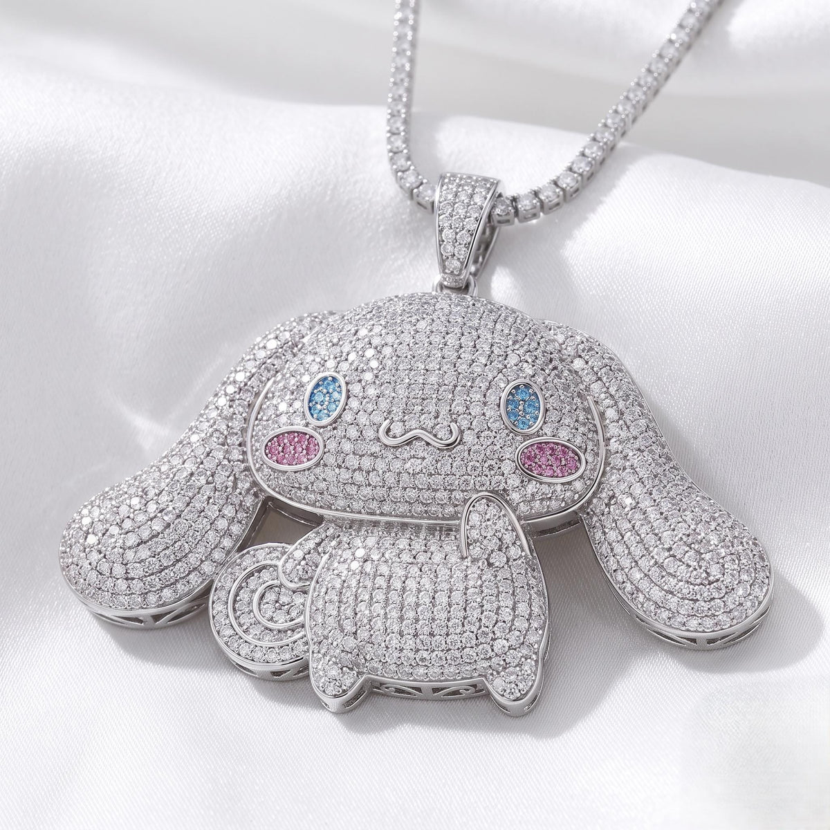 Rare Iced Out Cinnamoroll Pendant 925 Sterling Silver | Rare Kawaii Anime Charm | 14K  Gold Plated Hip Hop Jewelry | Gift for her/him
