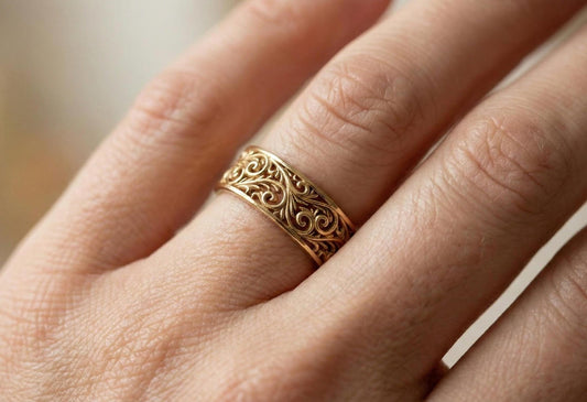 Sterling Silver Filigree Ring, Wide Band Vintage Scroll Ring, Art Nouveau Floral Statement Ring, Chunky Boho Thumb Ring, Unique Wedding Band