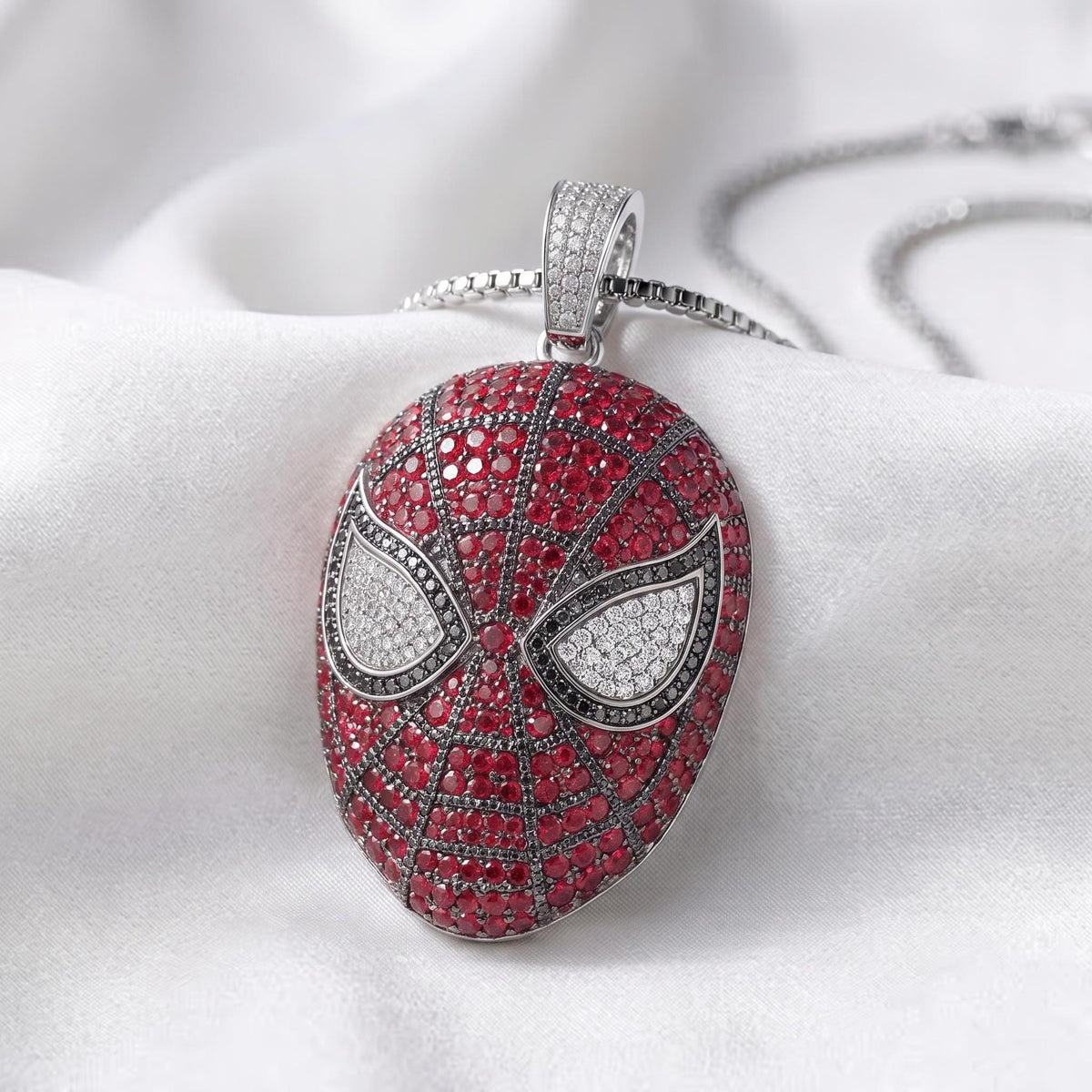 Rare Iced Out Spiderman Mask Pendant, 925 Sterling Silver Superhero Pendant,  Hip Hop Jewelry, Gold Plated Marvel Gift For her/him