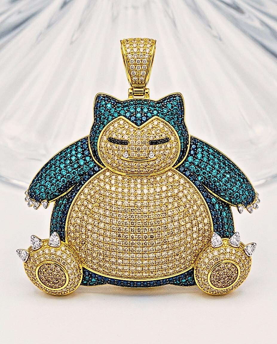 Rare Iced Out Snorlax Pokémon Pendant 925 Sterling Silver | Anime Necklace gamers gift for her/him