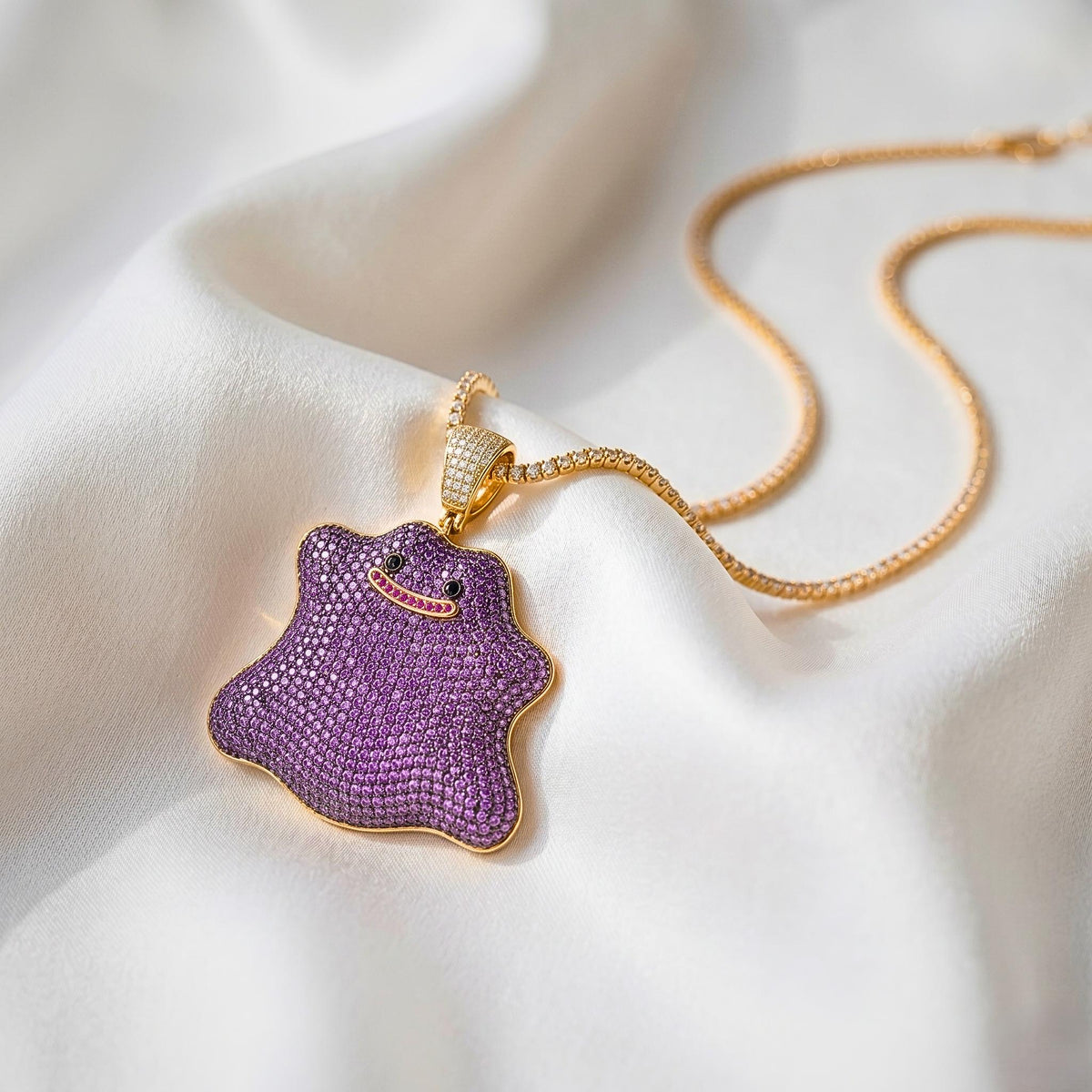 Rare Ditto Pendant 925 Sterling Silver Iced Out Pokemon Jewelry Micro  Anime Charm Geeky Gamer Gift Kawaii Pocket Monster gift for her/him