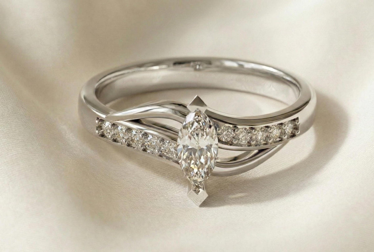 925 Sterling Silver Marquise Cut Engagement Ring, Gold Vermeil Diamond Ring, Promise Ring, Minimalist Bridal Ring, Dainty Gift For Her