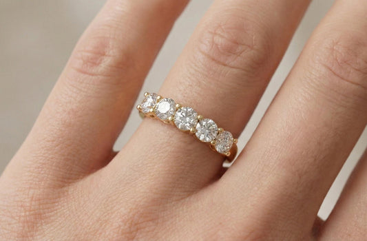 Gold Plated Sterling Silver Five Stone Ring, Anniversary Gift
