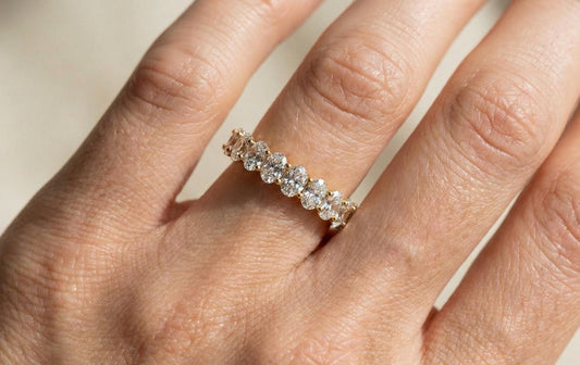 925 Sterling Silver Oval Cut Diamond Eternity Ring, Full Eternity Wedding Band for Women, Statement Bridal Ring, Anniversery Gift For Her