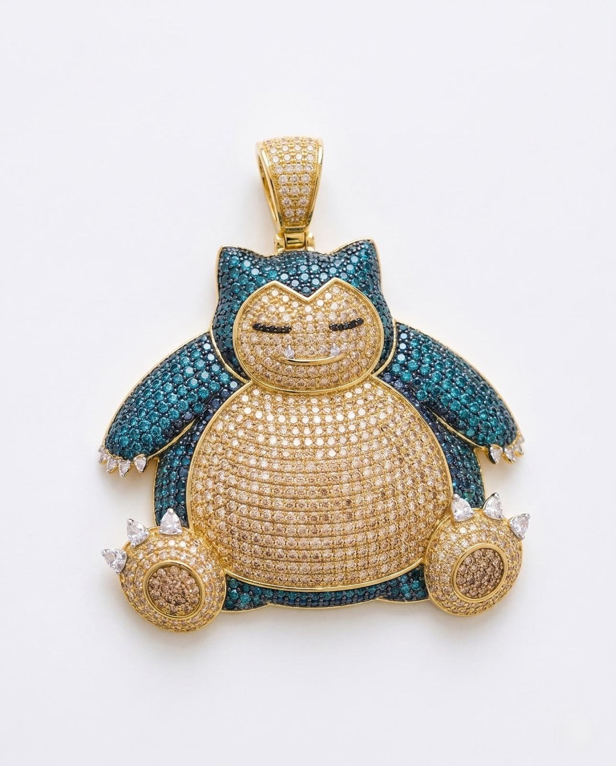 Rare Iced Out Snorlax Pokémon Pendant 925 Sterling Silver | Anime Necklace gamers gift for her/him