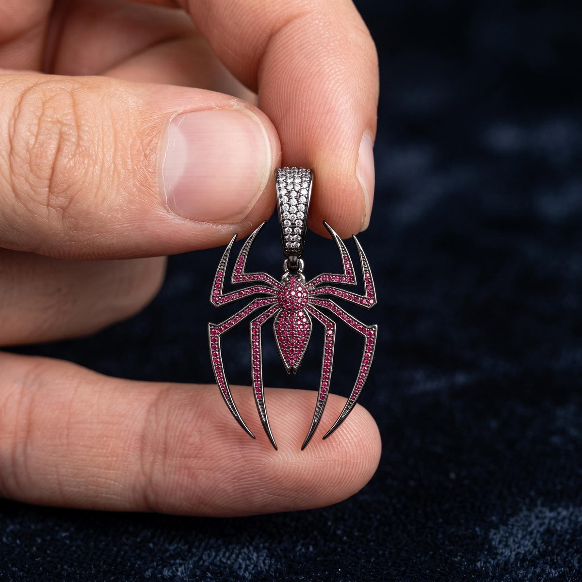 Rare Iced Out Spider Pendant in 925 Sterling Silver | Halloween Gift Superhero Jewelry  | Custom Spider Charm gift for her/him
