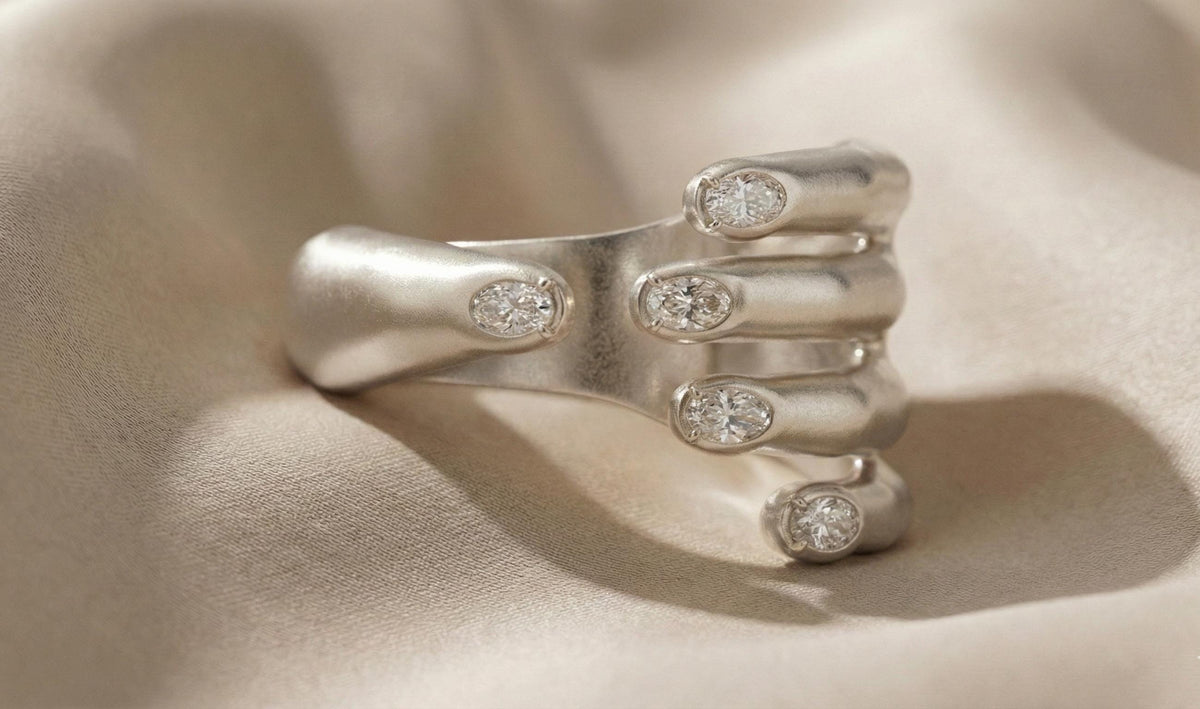 Silver CZ Eternity Band, Double Row Pave Stacking Ring