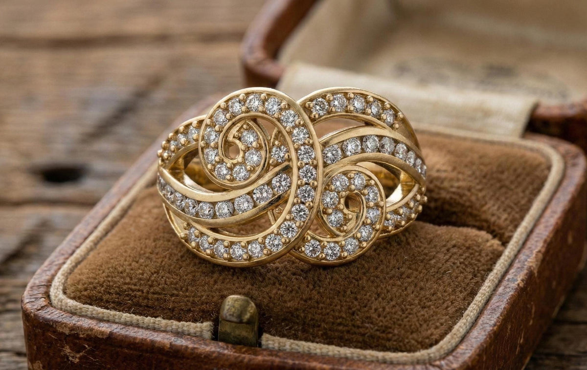 925 Sterling Silver Infinity Swirl Ring, Gold Plated Pave CZ Statement Ring, Luxury Designer Cocktail Ring for Women, Gift For Her