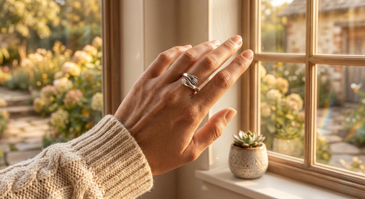 Adjustable Hug Ring, 925 Sterling Silver Embrace Ring, Long Distance Relationship Gift, Best Friend Gift, Rose Gold or Yellow Gold Plated