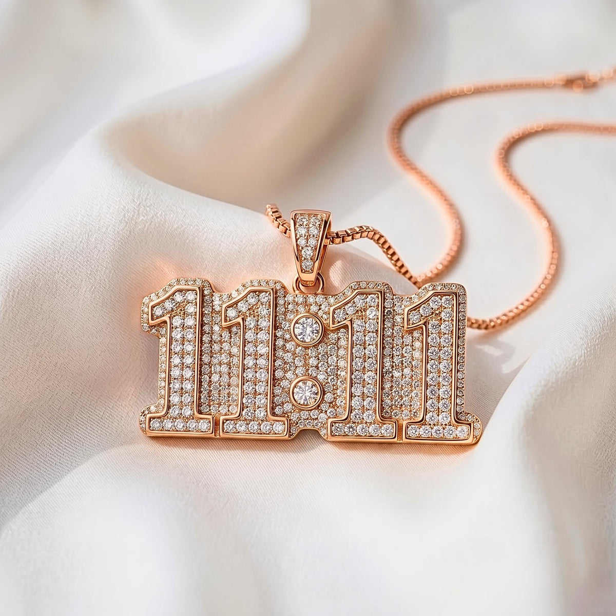 Rare Iced Out 11:11 Angel Number Pendant | 925 Sterling Silver Manifestation | Gold Plated Spiritual Numerology Jewelry Gift for her/him