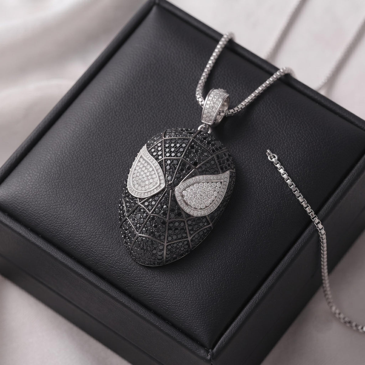 Rare Iced Out Spiderman Mask Pendant | 925 Sterling Silver Avengers Jewelry | Hip Hop Superhero Charm | Rare Comic Necklace Gift for her/him