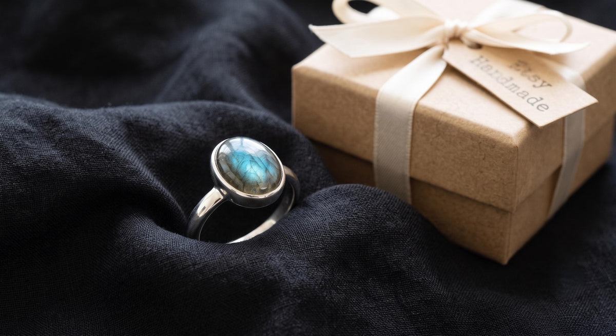 Natural Blue Labradorite Ring | 925 Sterling Silver Oval Bezel Ring | Nature Inspired Boho Jewelry | Statement Gemstone Ring | Gift for Her