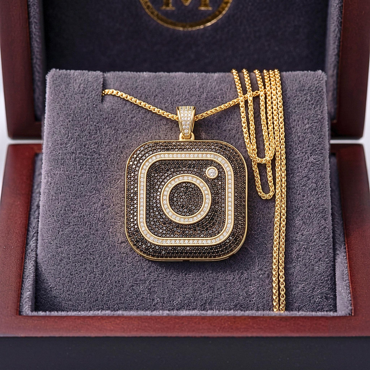 Rare Iced Out Instagram Logo Pendant | 925 Sterling Silver | Gold Plated Hip Hop Jewelry | Micro Pave Charm | Influencer Gift for her/him
