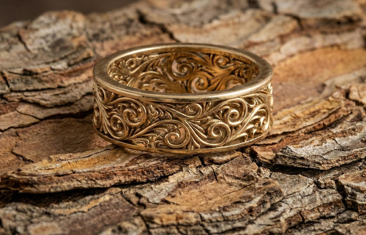 Sterling Silver Filigree Ring, Wide Band Vintage Scroll Ring, Art Nouveau Floral Statement Ring, Chunky Boho Thumb Ring, Unique Wedding Band