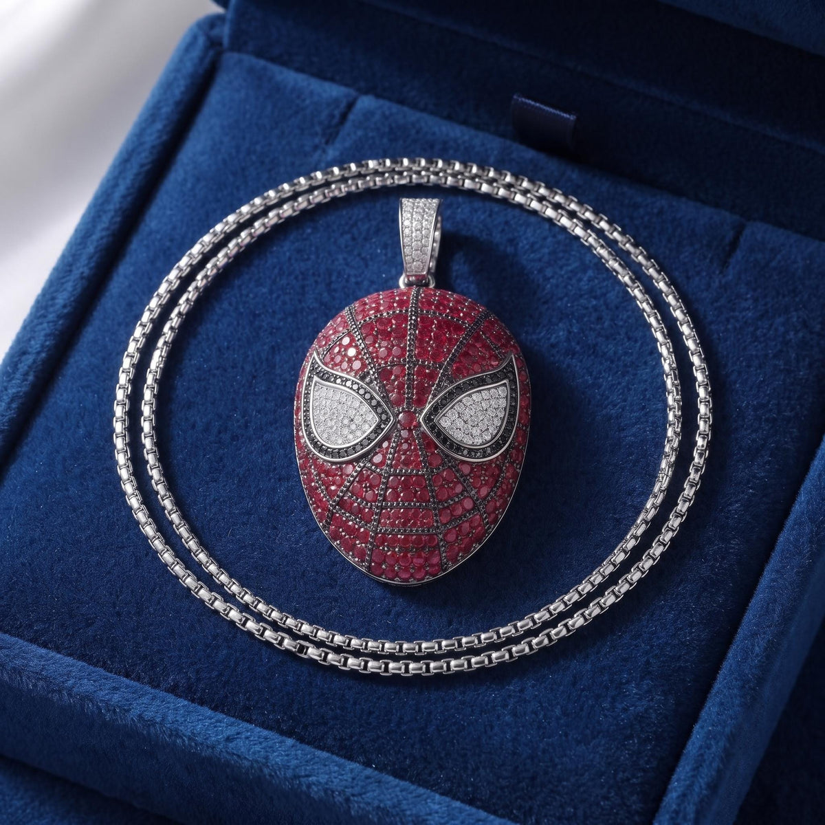 Rare Iced Out Spiderman Mask Pendant, 925 Sterling Silver Superhero Pendant,  Hip Hop Jewelry, Gold Plated Marvel Gift For her/him