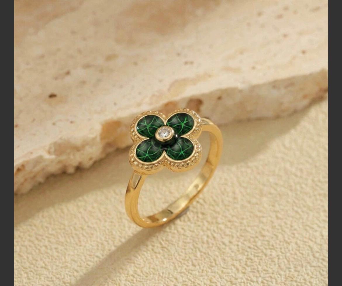 Gold Plated Sterling Silver Shamrock Ring | St Patrick's Day Jewelry
