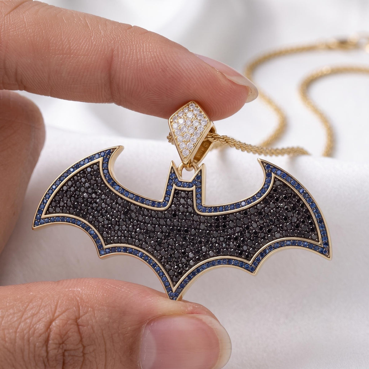 Iced Out Bat Pendant | 925 Sterling Silver Gold Plated Micro-Pave Hip Hop Jewelry