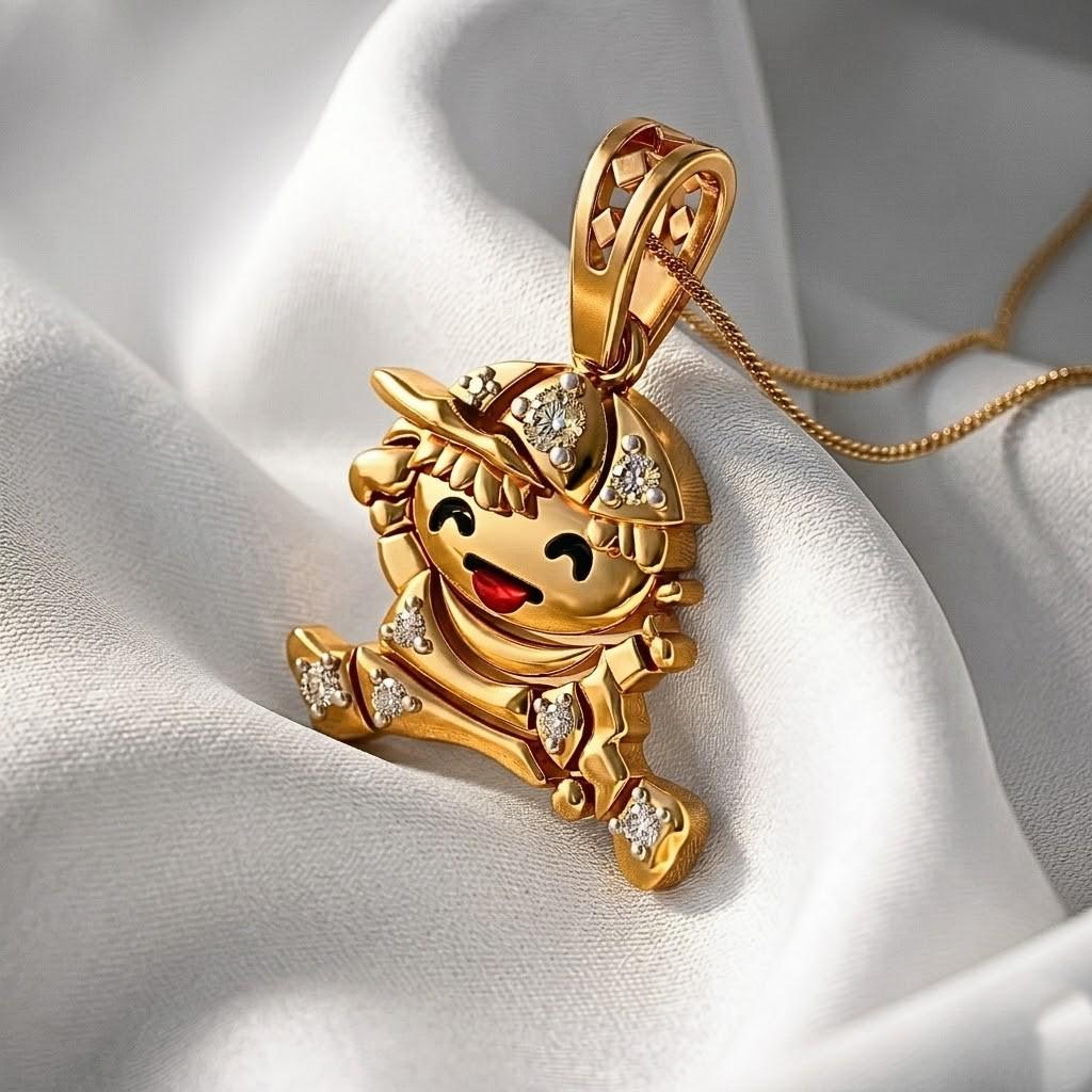 Whimsical Boy Pendant | Smiling Character, Sparkling Stones, 925Sterling Silver Charm