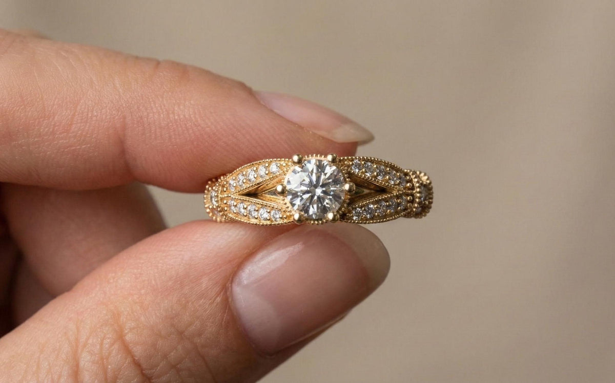 925 Sterling Silver Vintage Engagement Ring, Round Cut Diamond Ring, Milgrain Halo Bridal Ring, Art Deco Wedding Ring, Gift For Her