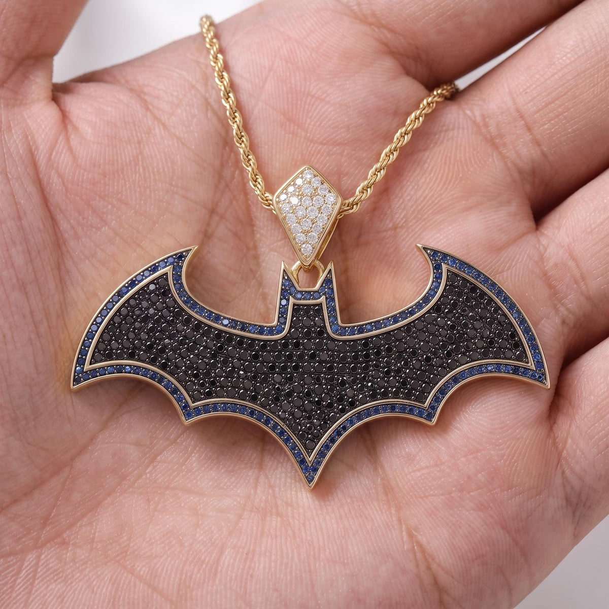 Iced Out Bat Pendant | 925 Sterling Silver Gold Plated Micro-Pave Hip Hop Jewelry