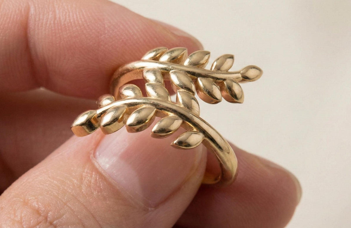 Sterling Silver Leaf Wrap Ring, Adjustable Boho Branch Jewelry