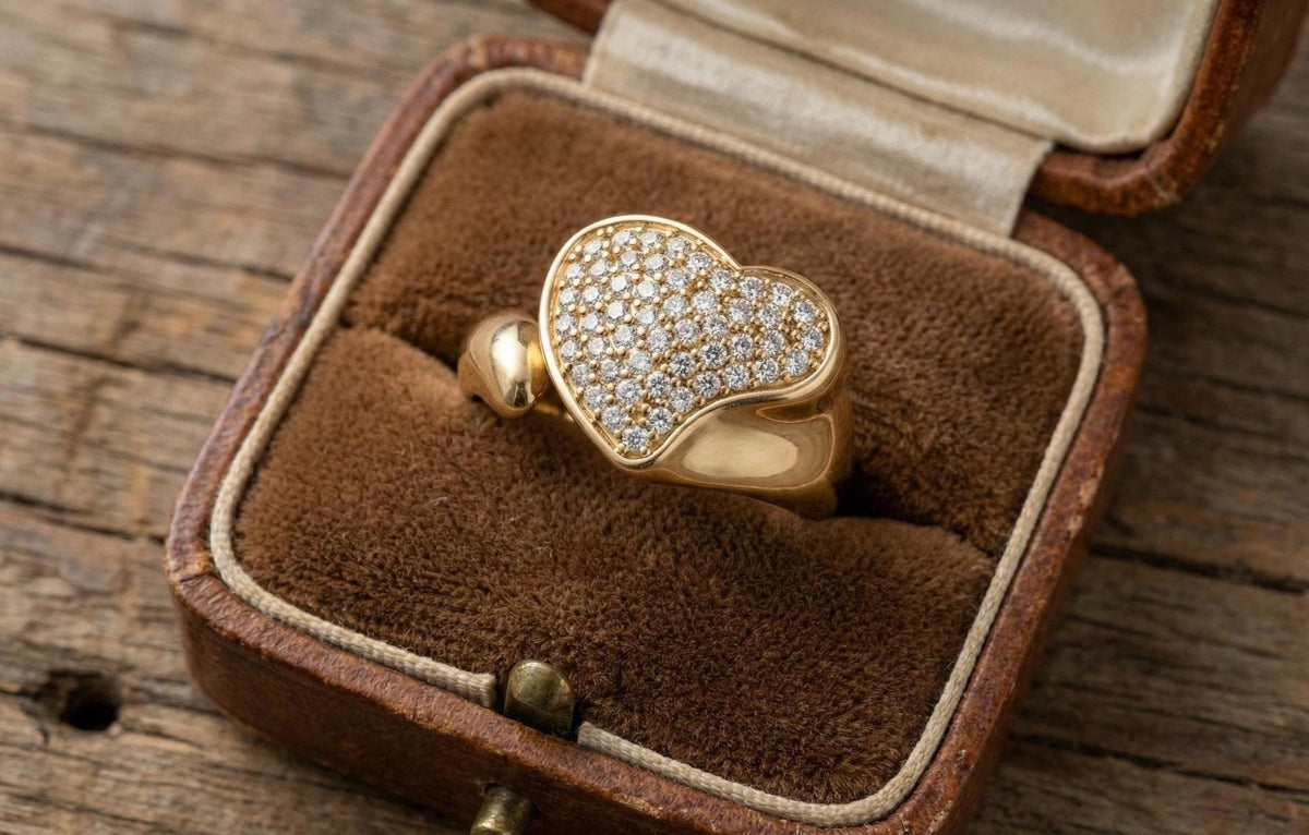 925 Sterling Silver Heart Ring for Women, Gold Plated Pavé CZ Love Ring, Romantic Gift, Promise Ring, Valentine Jewelry