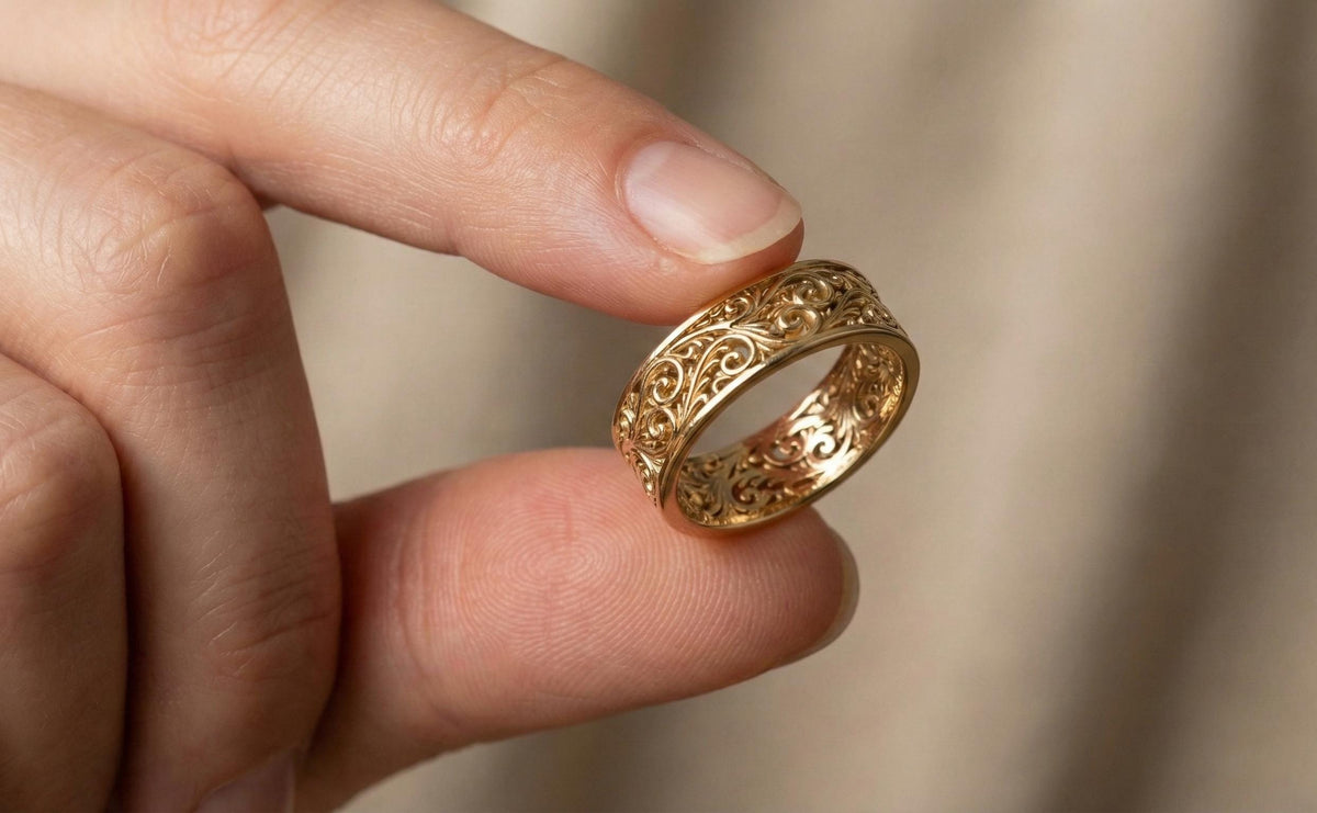 Sterling Silver Filigree Ring, Wide Band Vintage Scroll Ring, Art Nouveau Floral Statement Ring, Chunky Boho Thumb Ring, Unique Wedding Band