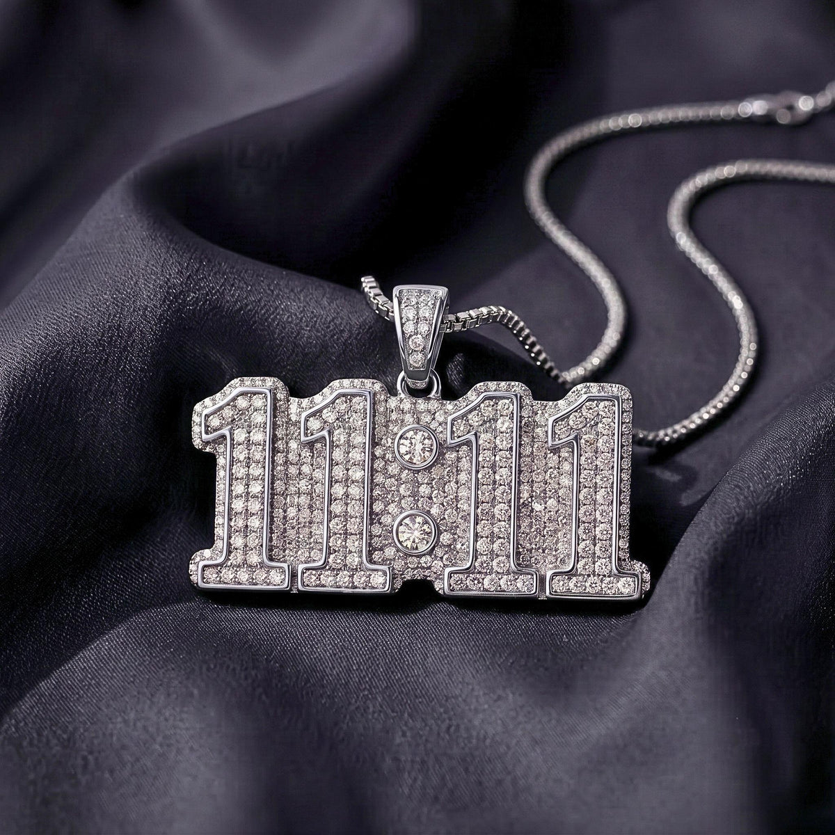Rare Iced Out 11:11 Angel Number Pendant | 925 Sterling Silver Manifestation | Gold Plated Spiritual Numerology Jewelry Gift for her/him