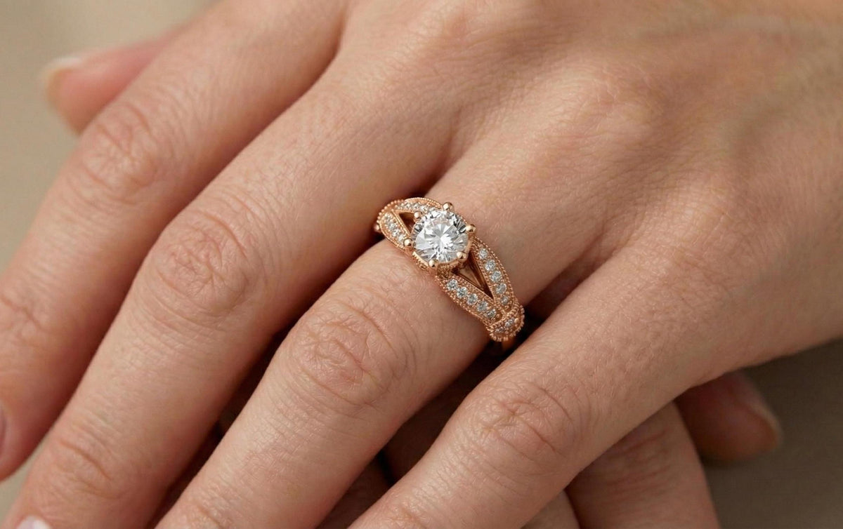 925 Sterling Silver Vintage Engagement Ring, Round Cut Diamond Ring, Milgrain Halo Bridal Ring, Art Deco Wedding Ring, Gift For Her