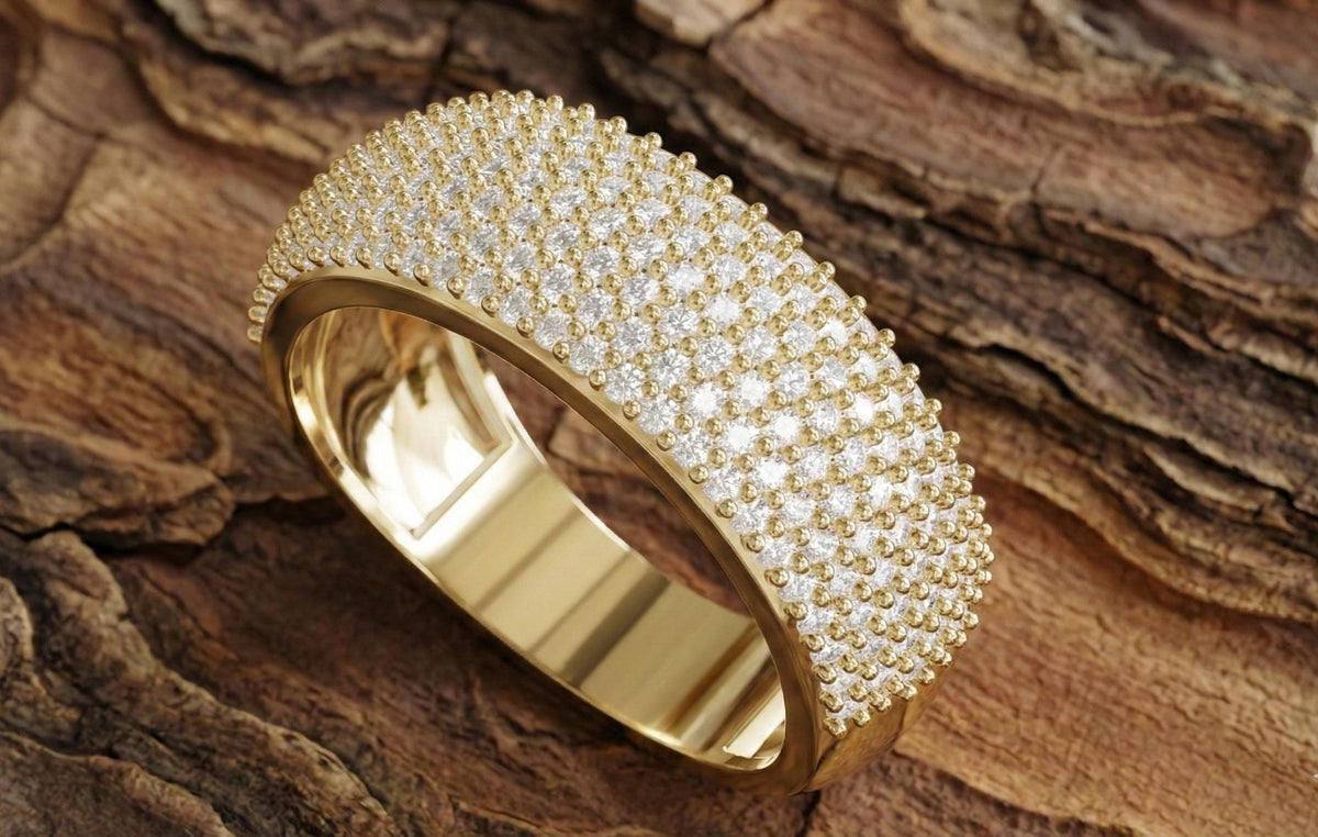 Gold Pavé CZ Eternity Band Ring, 925 Sterling Silver
