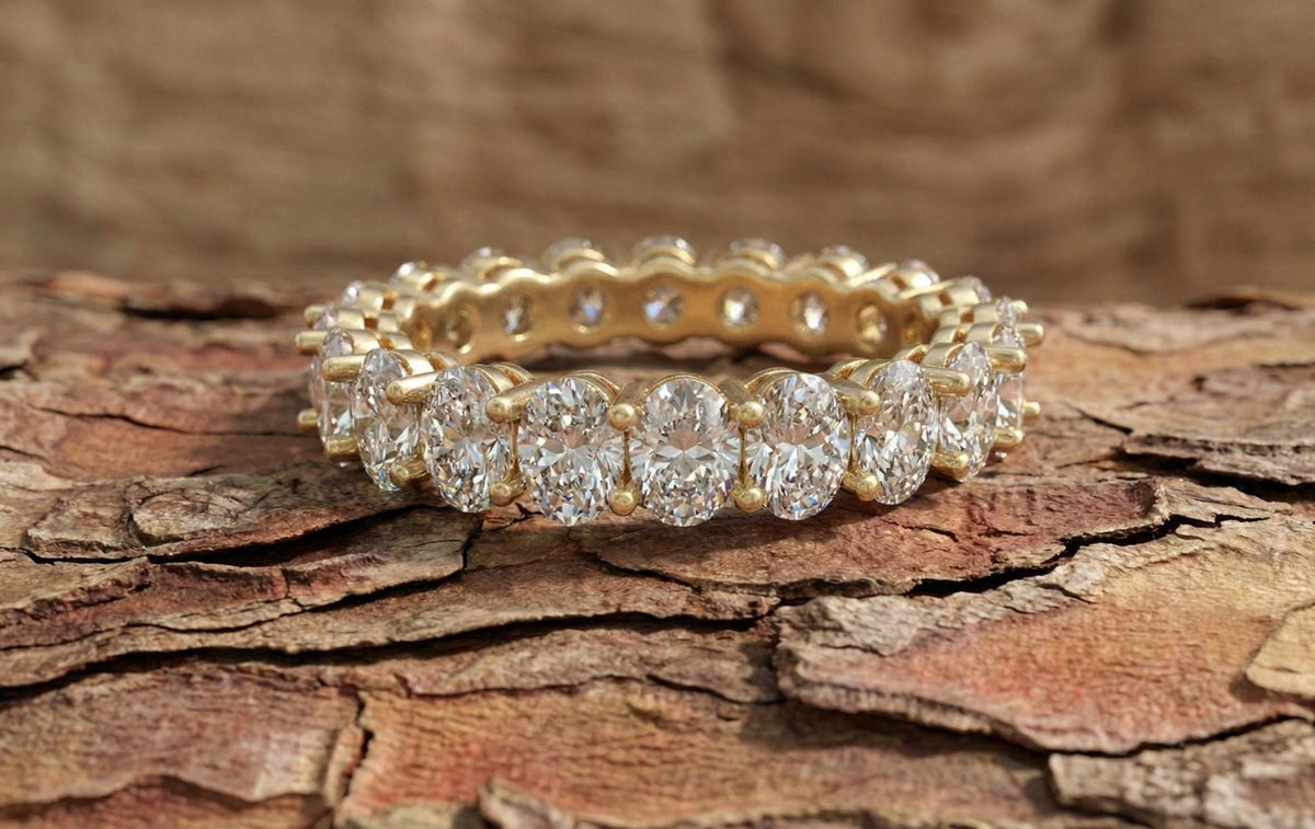 925 Sterling Silver Oval Cut Diamond Eternity Ring, Full Eternity Wedding Band for Women, Statement Bridal Ring, Anniversery Gift For Her