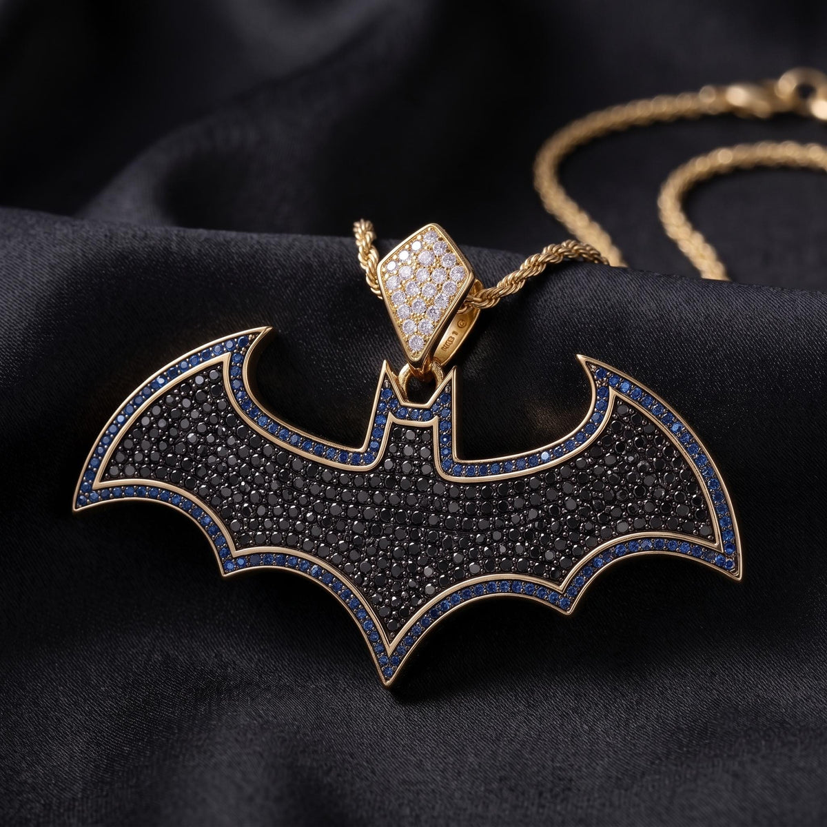Iced Out Bat Pendant | 925 Sterling Silver Gold Plated Micro-Pave Hip Hop Jewelry