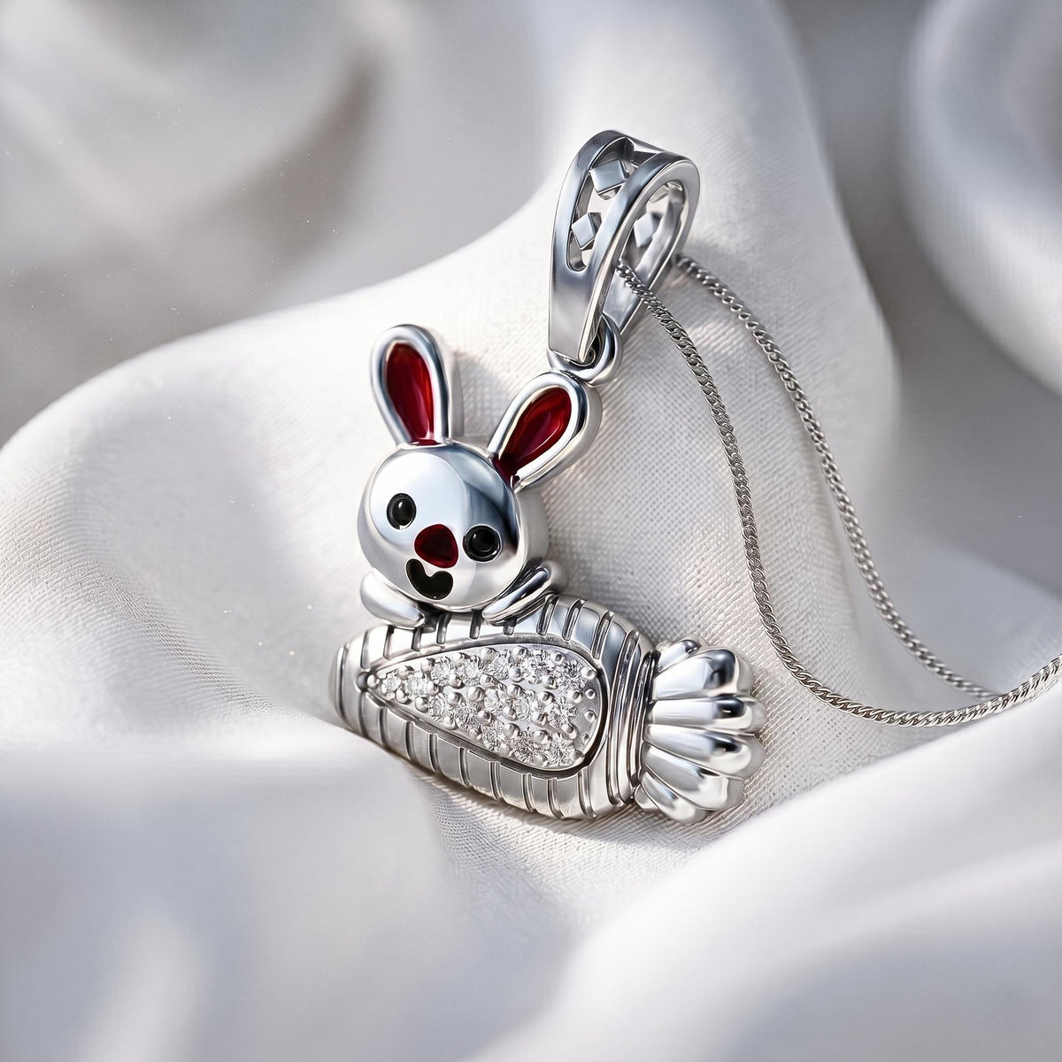 925 Sterling Silver Rabbit Charm | Nature Inspired Children's Jewelry | Cute Bunny & Carrot Pendant for Kids | Gift For kids/her.