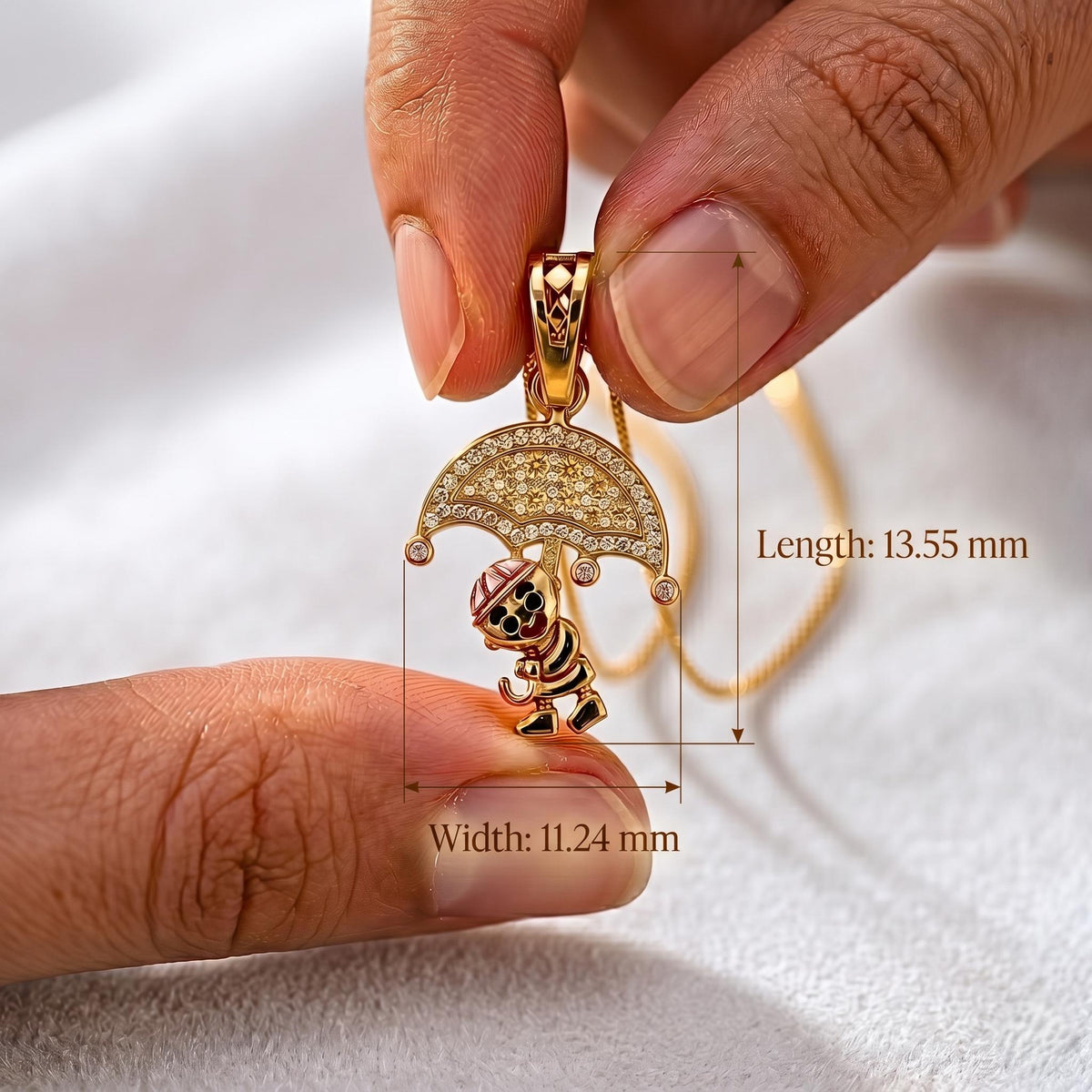 925 Sterling Silver Umbrella Character Pendant for Kids | Pave CZ Necklace, Child Gift