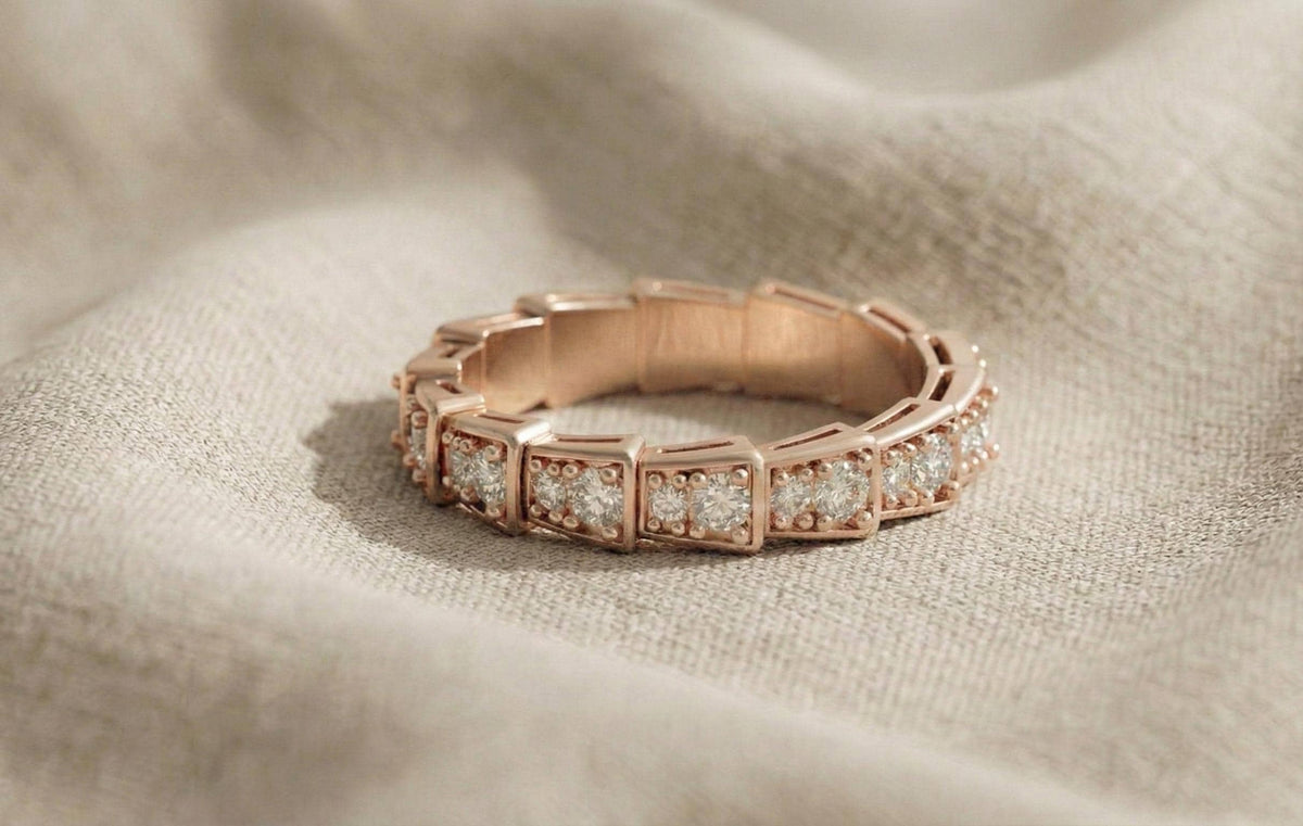 Gold Vermeil Geometric Eternity Band, CZ Diamond Sterling Silver Stacking Ring
