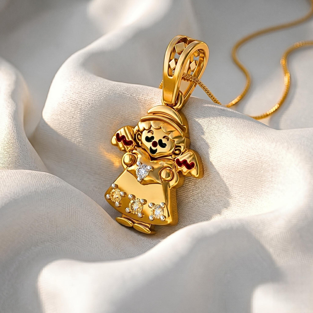 Guardian Angel Pendant for Kids | Whimsical Fairy Charm, Sparkling Stones, 925 Sterling Silver