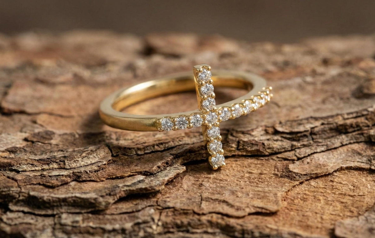 925 Sterling Silver Cross Ring, Diamond Cross Ring, Minimalist Christian Ring, Dainty Faith Jewelry, Gold Vermeil Cross Ring, Gift For Her