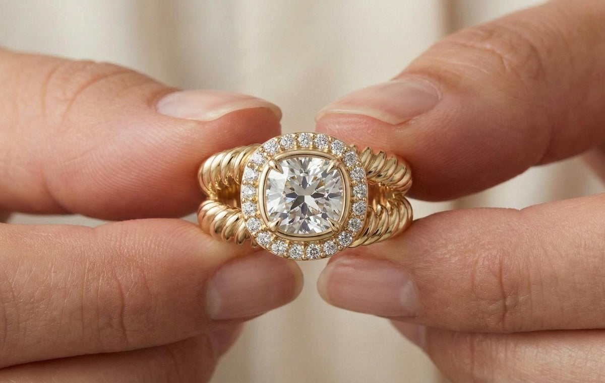 925 Sterling Silver Cushion Cut Halo Engagement Ring, Gold Plated Statement Ring, Vintage Bridal Promise Ring for Women, Luxury Wedding Gift