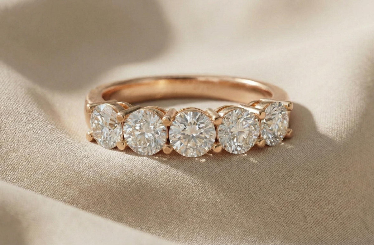 Gold Plated Sterling Silver Five Stone Ring, Anniversary Gift