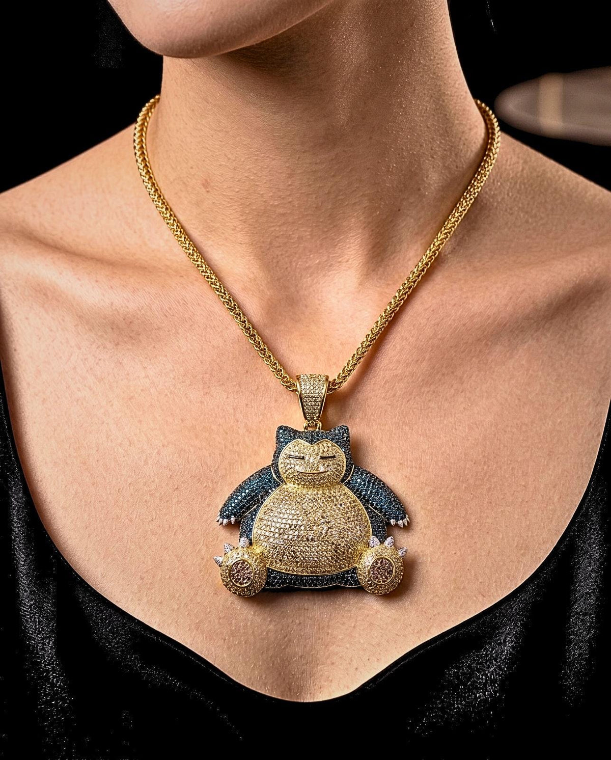 Rare Iced Out Snorlax Pokémon Pendant 925 Sterling Silver | Anime Necklace gamers gift for her/him