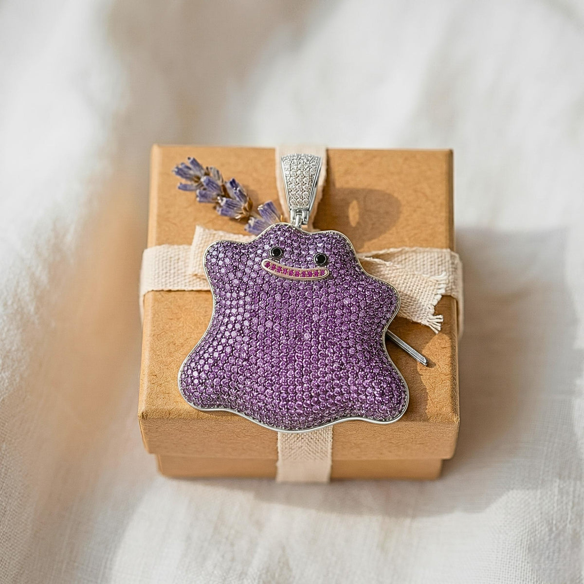 Rare Ditto Pendant 925 Sterling Silver Iced Out Pokemon Jewelry Micro  Anime Charm Geeky Gamer Gift Kawaii Pocket Monster gift for her/him