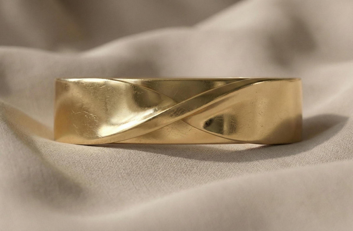 Gold Infinity Twist Ring | Wide Mobius Wedding Band | Chunky Crossover Statement Ring | Modern Minimalist Eternity Ring | Thick Gold Band