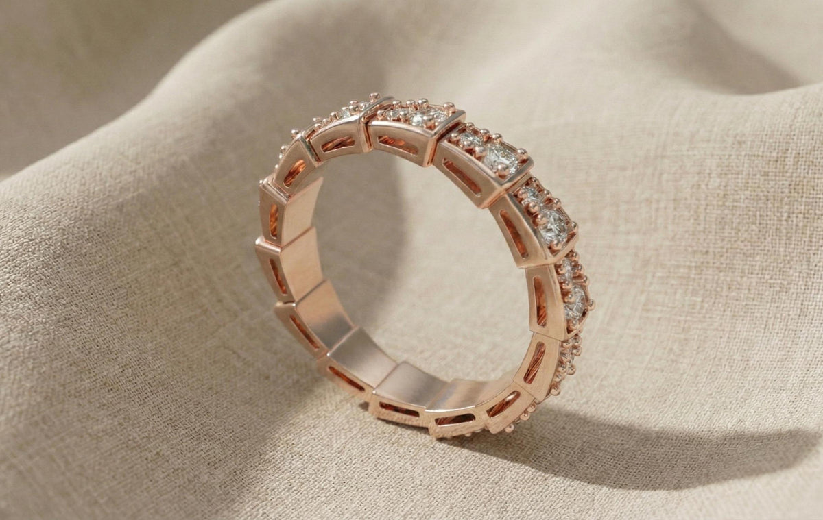 Gold Vermeil Geometric Eternity Band, CZ Diamond Sterling Silver Stacking Ring
