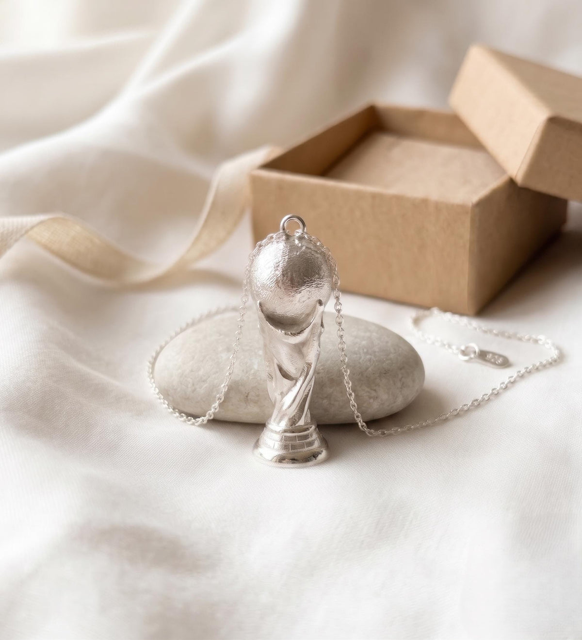 925 Sterling Silver Football Trophy Pendant | Soccer Champion Necklace | Sports Fan Jewelry | Yellow & Rose Gold Plated Gift for her/him